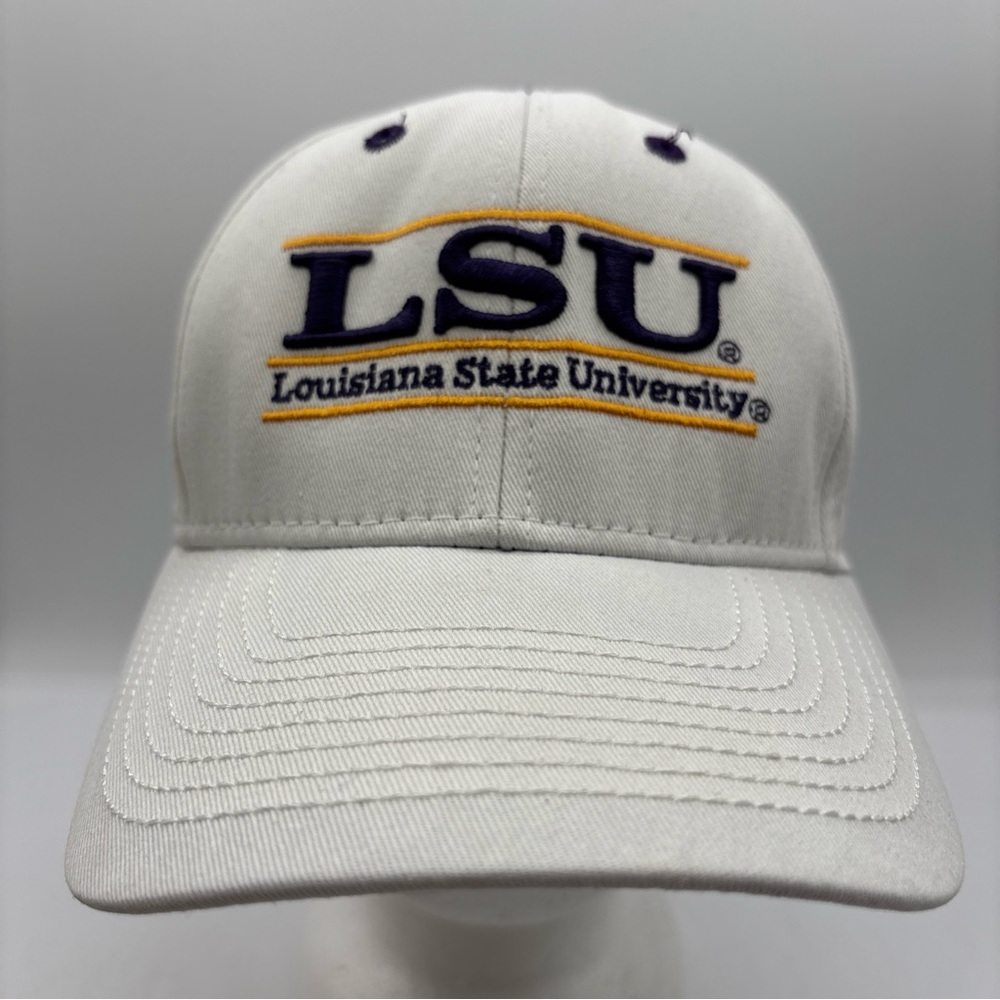 LSU Tigers NCAA Men’s The Game White Classic Bar Embroidered SnapBack Hat OSFM‎